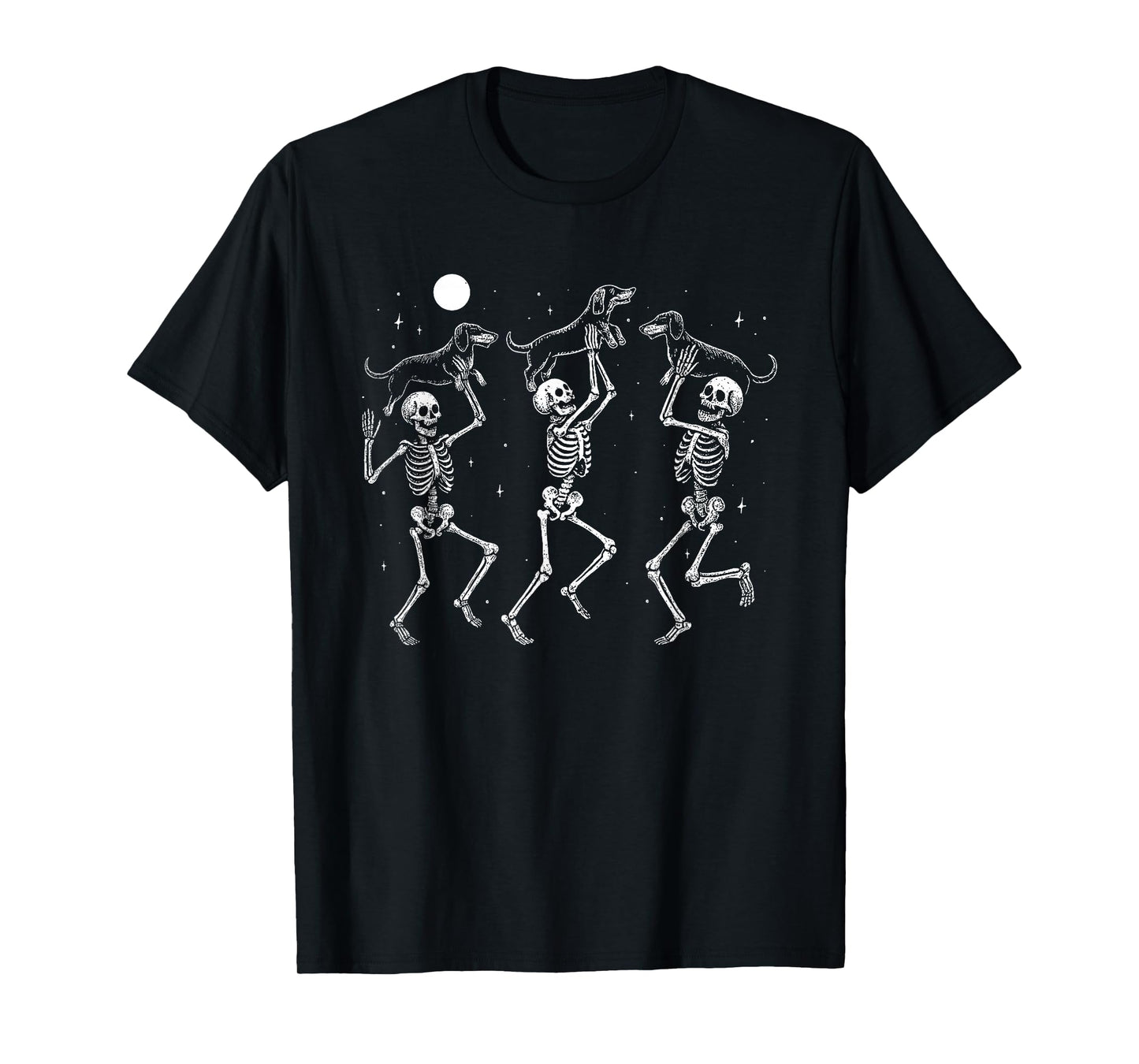 Funny Skeletons Dachshund Dancing Vintage Halloween Costume T-Shirt