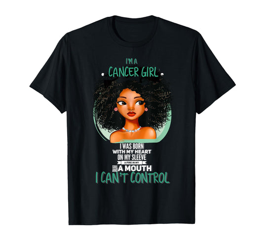 Cancer Zodiac Sign Shirts for Afro American Girls and Women T-Shirt