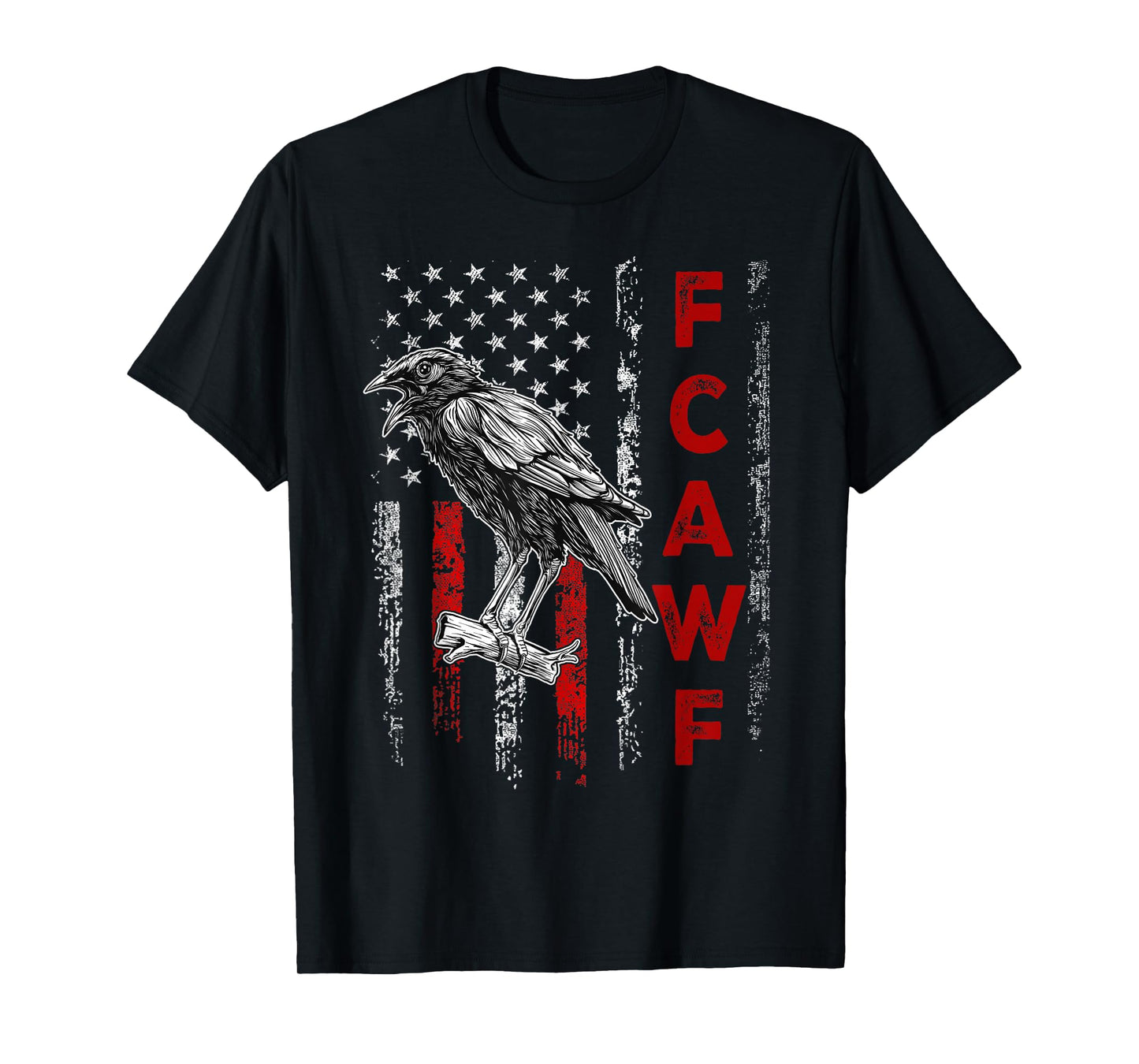 F-Caw-F Black Crow Black Bird Retro USA Flag Vintage F-Caw-F T-Shirt