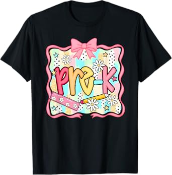 Preppy Preschool Coquette Bow Back To School Teachers Kids T-Shirt