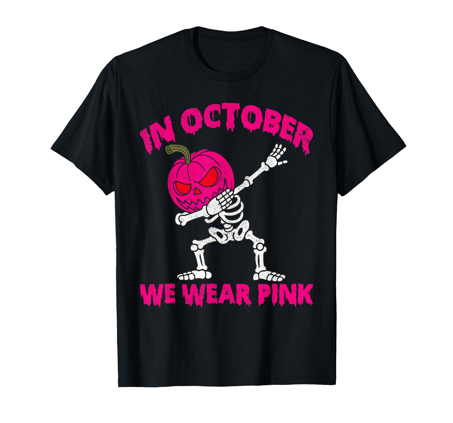 in October We Wear Pink Breast Cancer Pumpkin Halloween Boys T-Shirt
