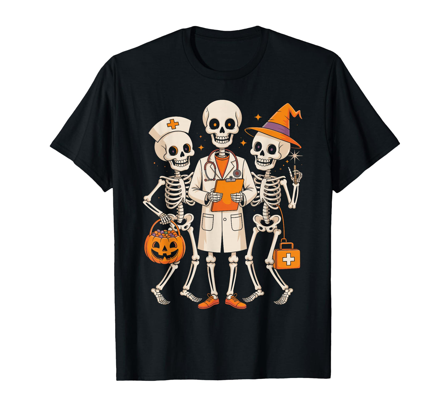 Spooky Skeleton Crew in Halloween Costumes Fun T-Shirt