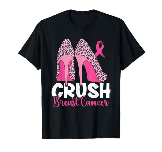 Crush Breast Cancer Awareness Bling Pink Ribbon Womens T-Shirt