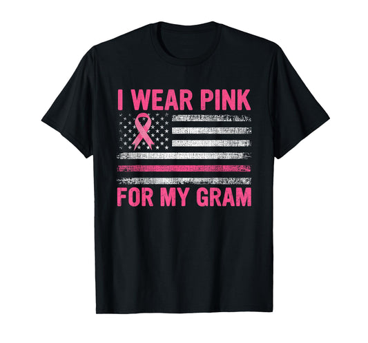 I Wear Pink For My Gram Breast Cancer Awareness Support T-Shirt