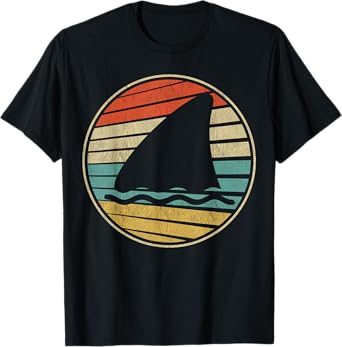 Cute Shark Fin Graphic Retro Vintage 70s 80s Shark Lover Fun T-Shirt