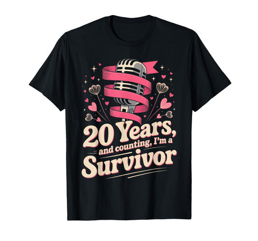 20 Year Breast Cancer Survivor Pink Ribbon Awareness T-Shirt
