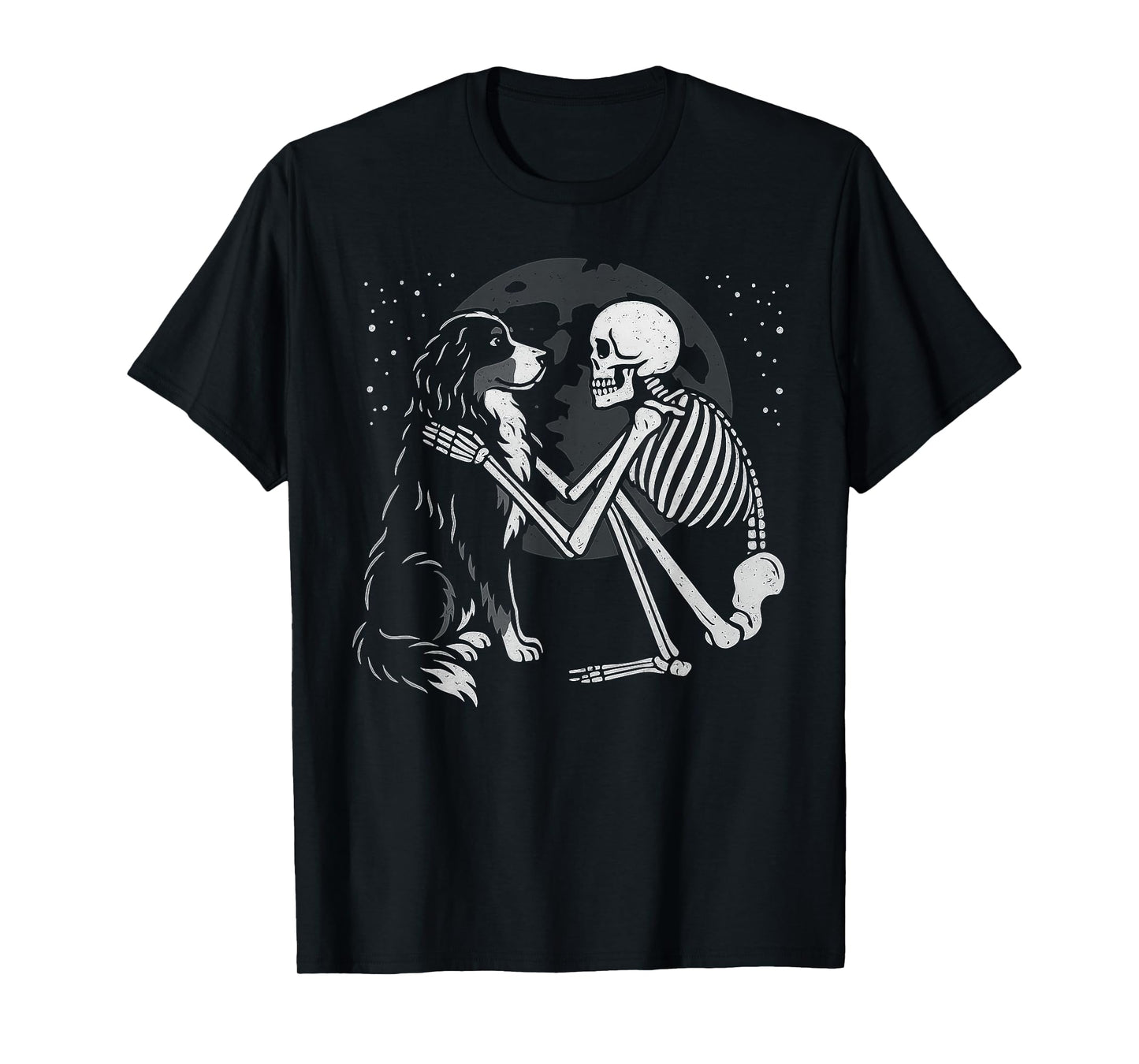 Bernese Mountain Dog Skeleton Moon Halloween Dog Lover T-Shirt
