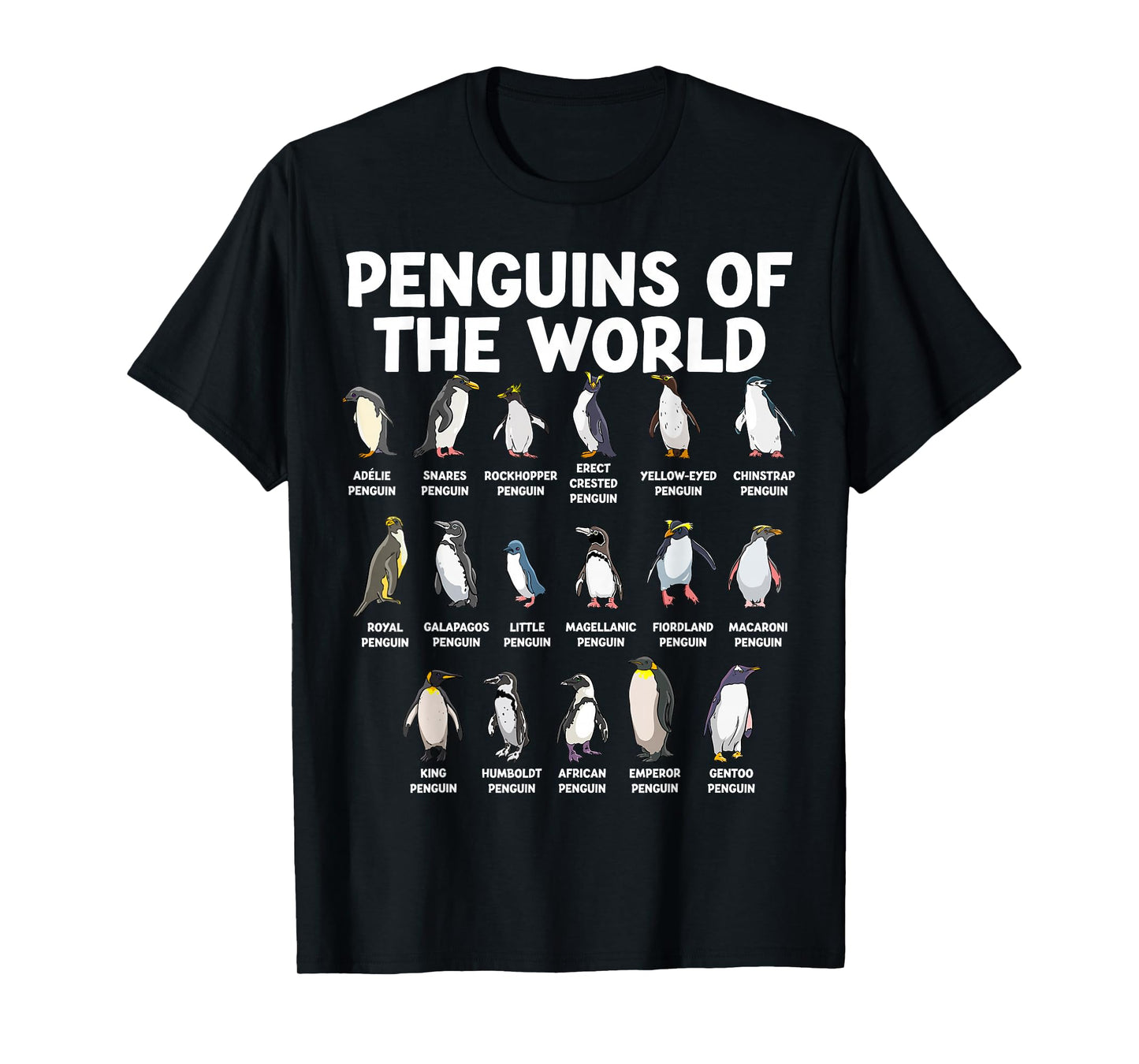 Penguins Of The World Kawaii Types Of Penguins Sea Animal T-Shirt