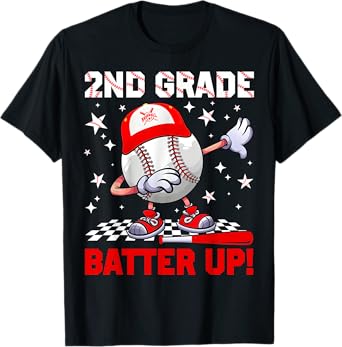 2nd Grade Batter Up Baseball First Day Of School Boys Kids T-Shirt