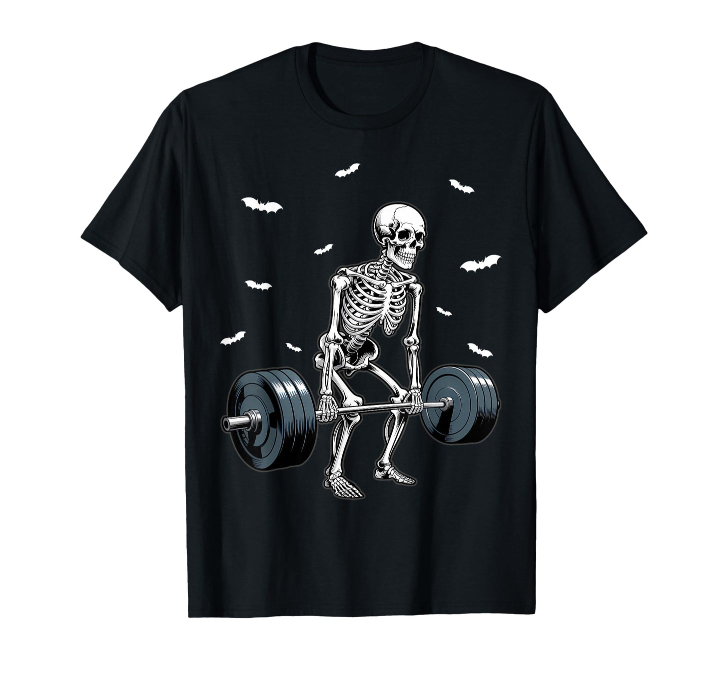 Halloween Skeleton Deadlift Funny Fitness Weightlifting Gym T-Shirt