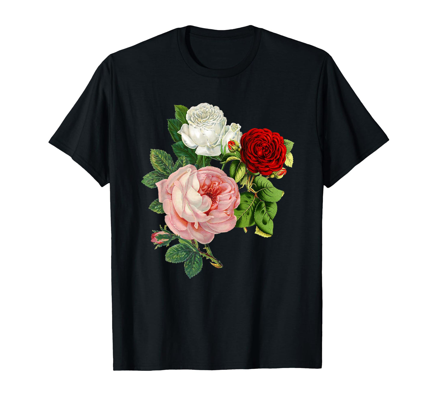 Vintage Roses Flower Floral Illustration Blossom Lovers T-Shirt