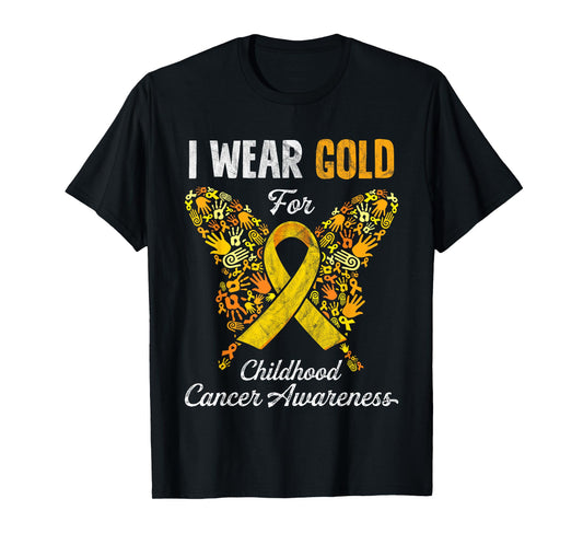 I Wear Gold For Childhood Cancer Awareness Gift for Kids T-Shirt