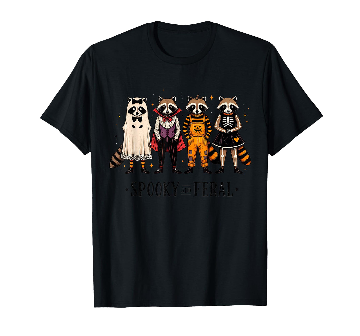 Spooky and Feral Funny Halloween Raccoon Men Women Kids T-Shirt