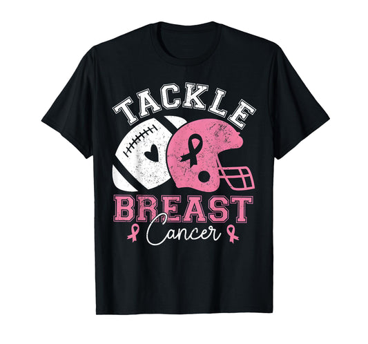 Tackle Breast Cancer Awareness Pink Ribbon American Football T-Shirt
