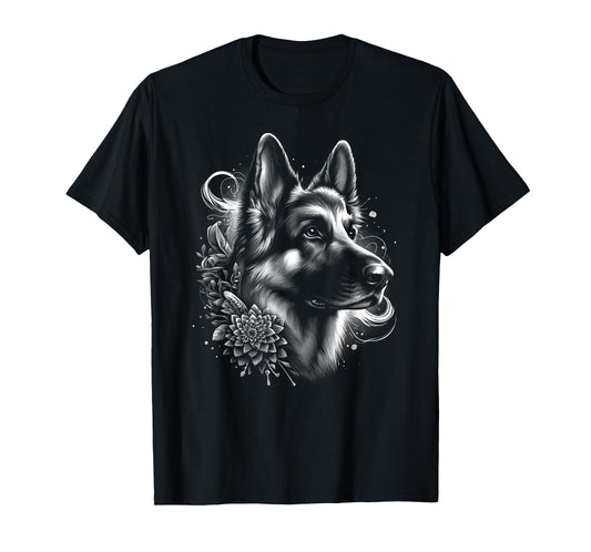Cool German Shepherd as an Ornate Portrait T-Shirt