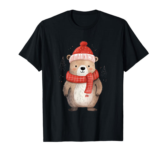 Cute Christmas bear - a gift under the tree T-Shirt