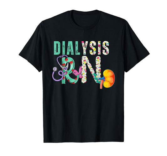 Dialysis Nephrology Nurse Black Women's Modern Crew Neck Letter Print T-Shirt