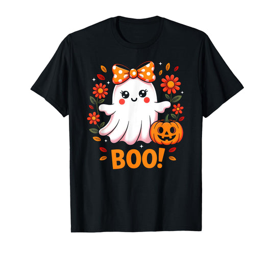 Cute Coquette Boo Ghost Halloween Costume Women Girls Kids T-Shirt