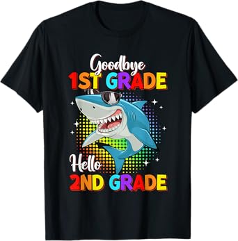 Goodbye 1st Grade Hello 2nd Grade Funny Shark Kids Boys T-Shirt