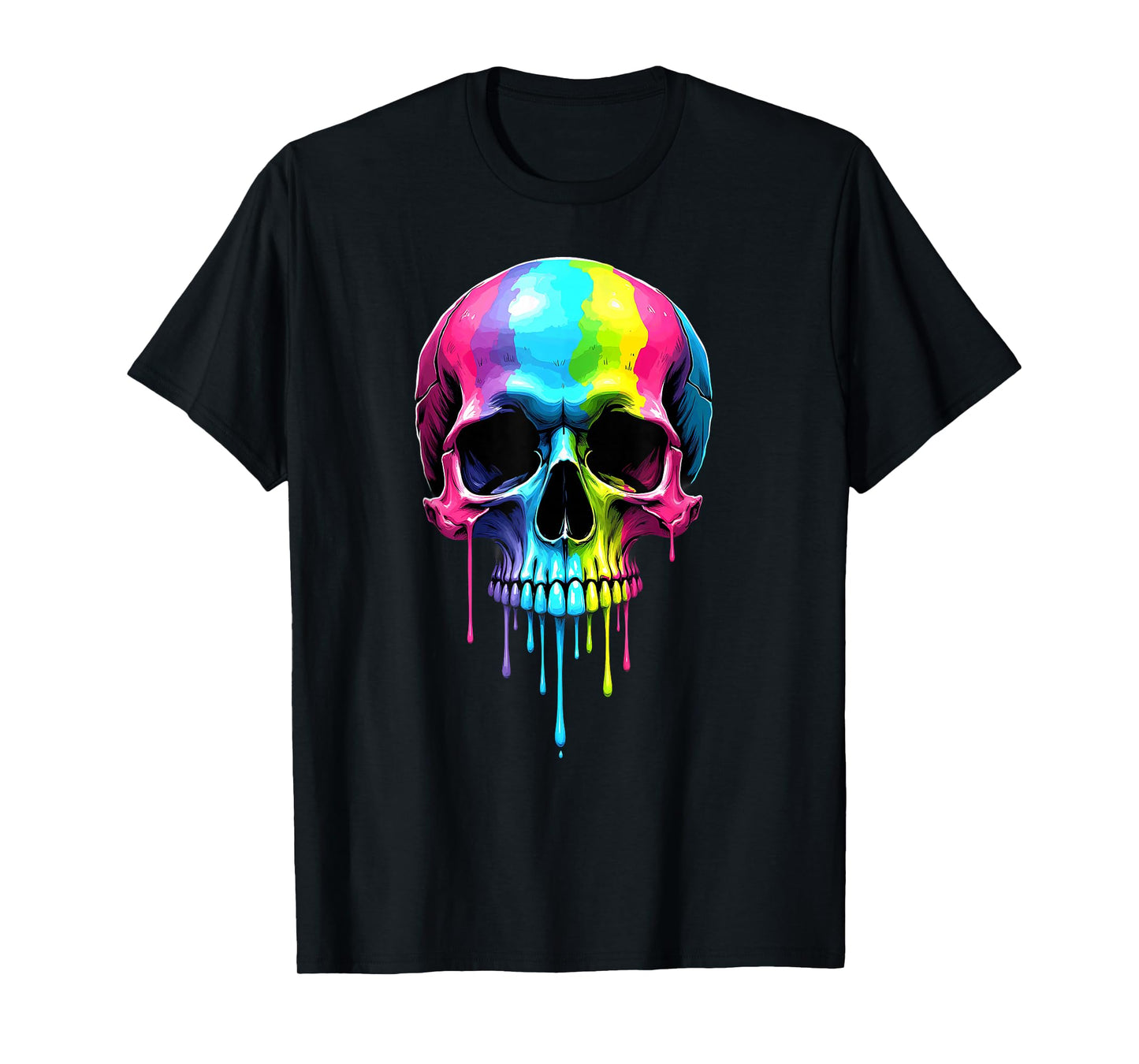 Colorful Skull Melting Halloween T-Shirt