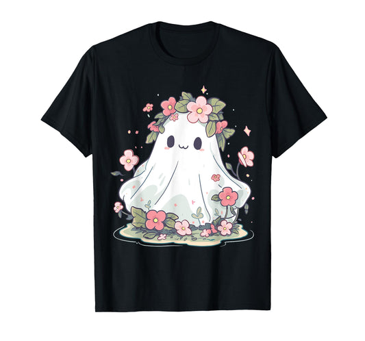 Women Halloween Shirt Floral Ghost Halloween Costume T-Shirt
