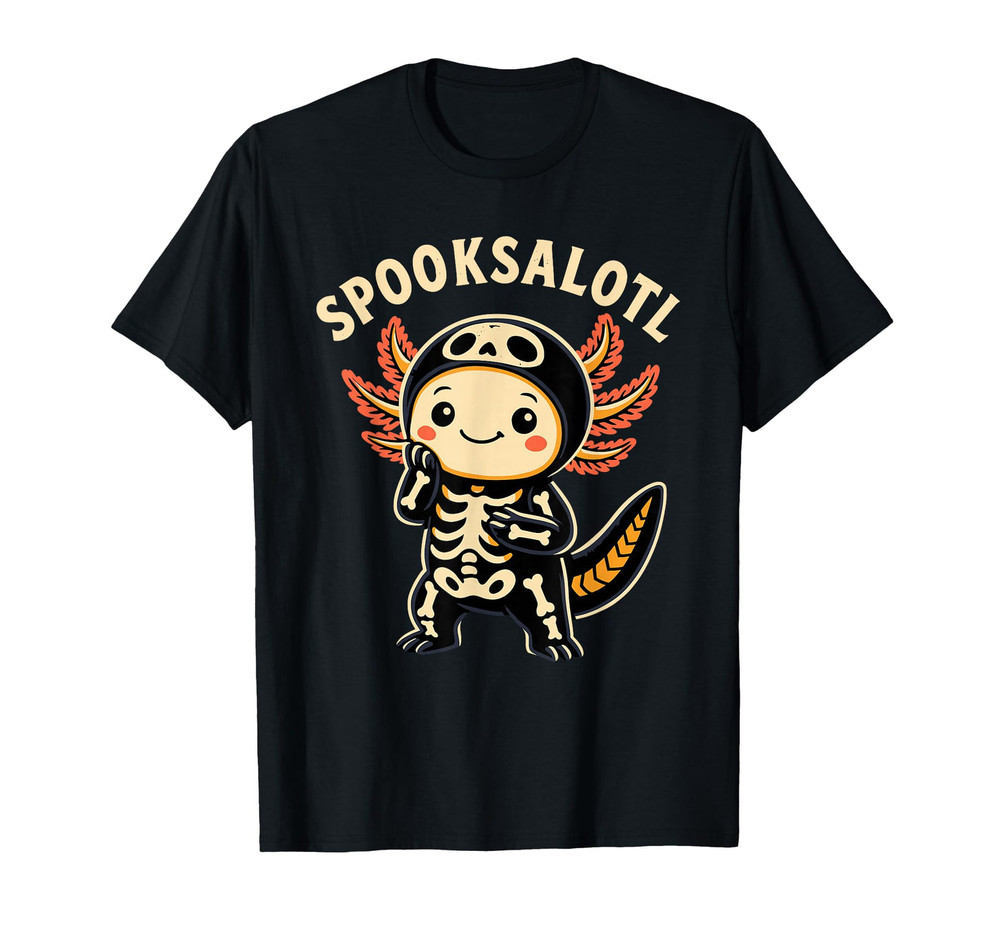 Spooksalotl Axolotl Cool Halloween Skeleton Costume Kawaii T-Shirt