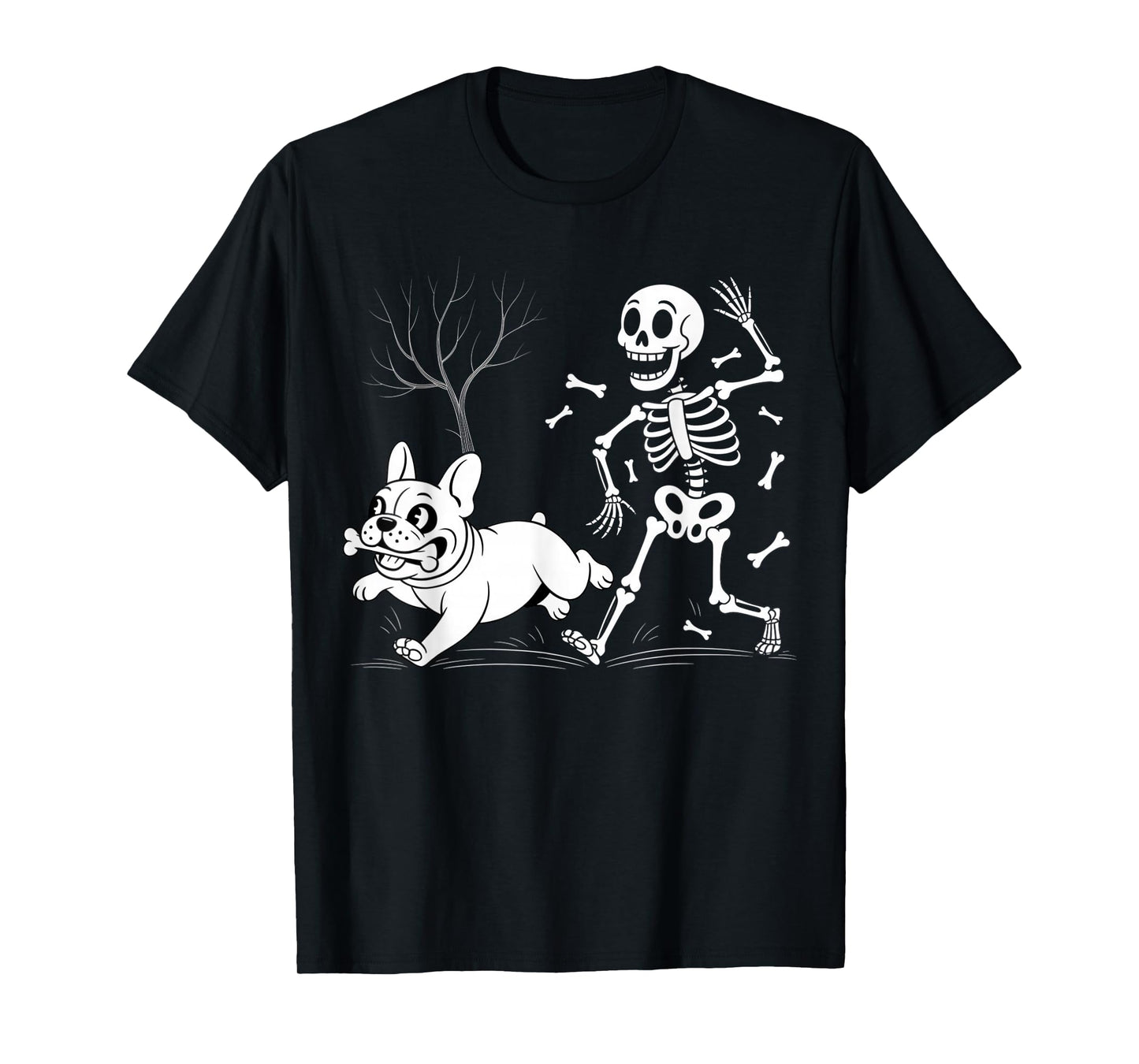 French Bulldog Skeleton Spooky Season Funny Halloween T-Shirt