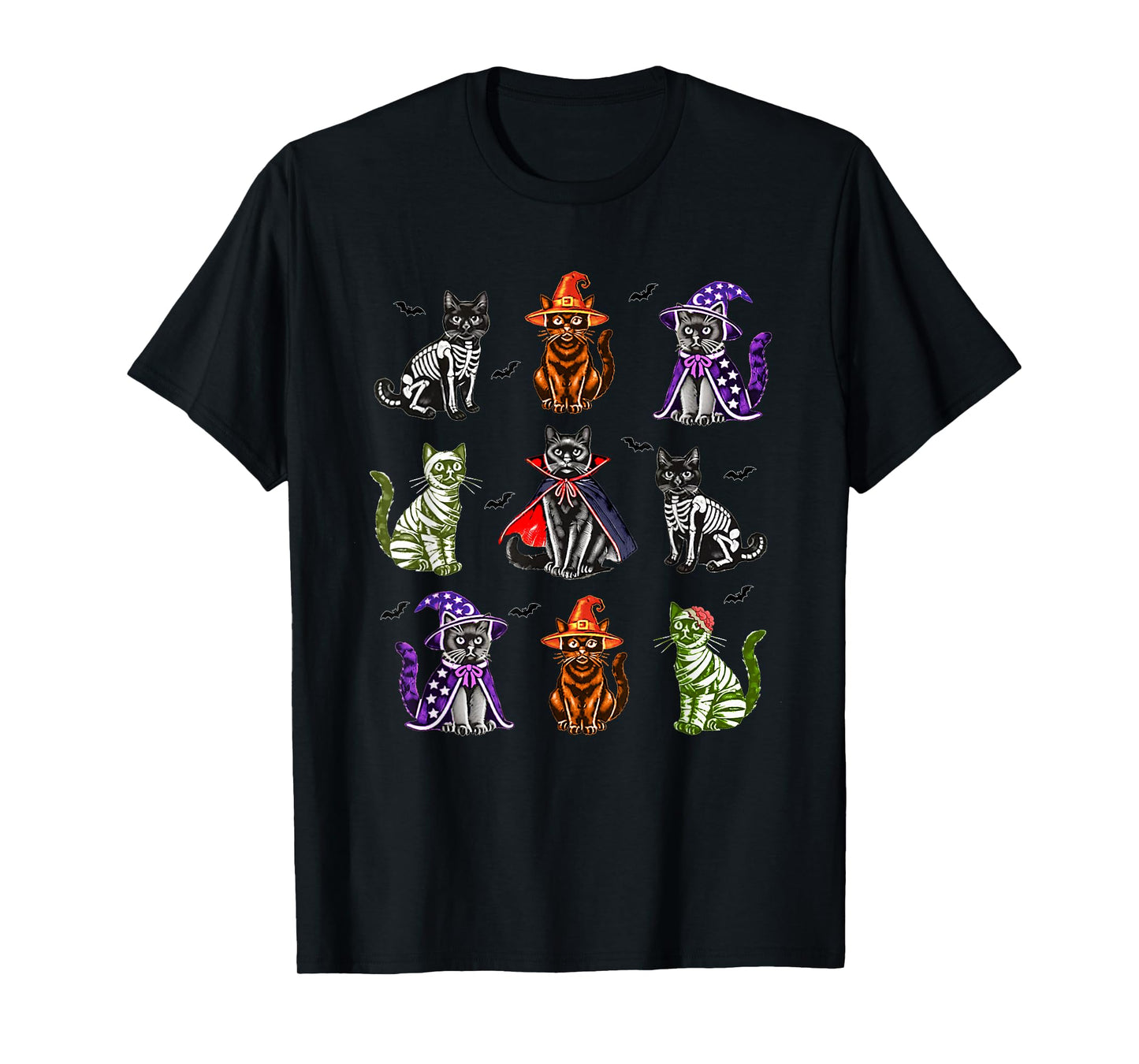 Retro Black Cat Witch Mummy Halloween Cat Lover Cat Mom Dad T-Shirt