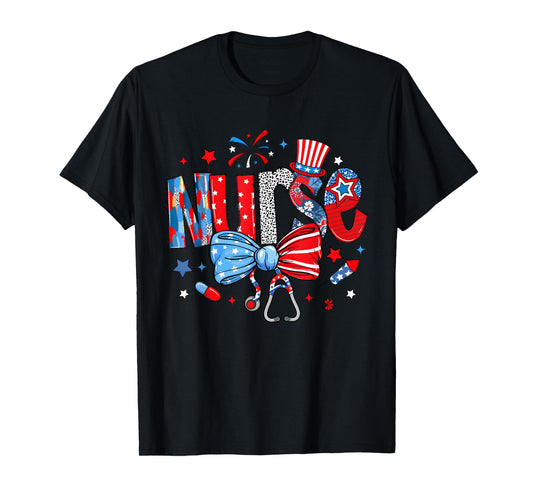 4th of July Nurse American Flag Fourth Of July Nurse T-Shirt