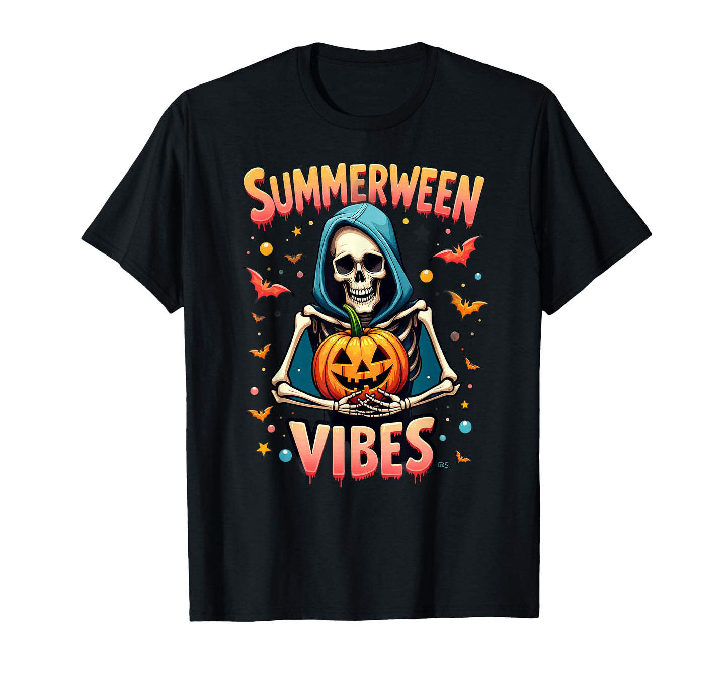 Ghost Skeleton Pumpkin Summerween Vibes T-Shirt