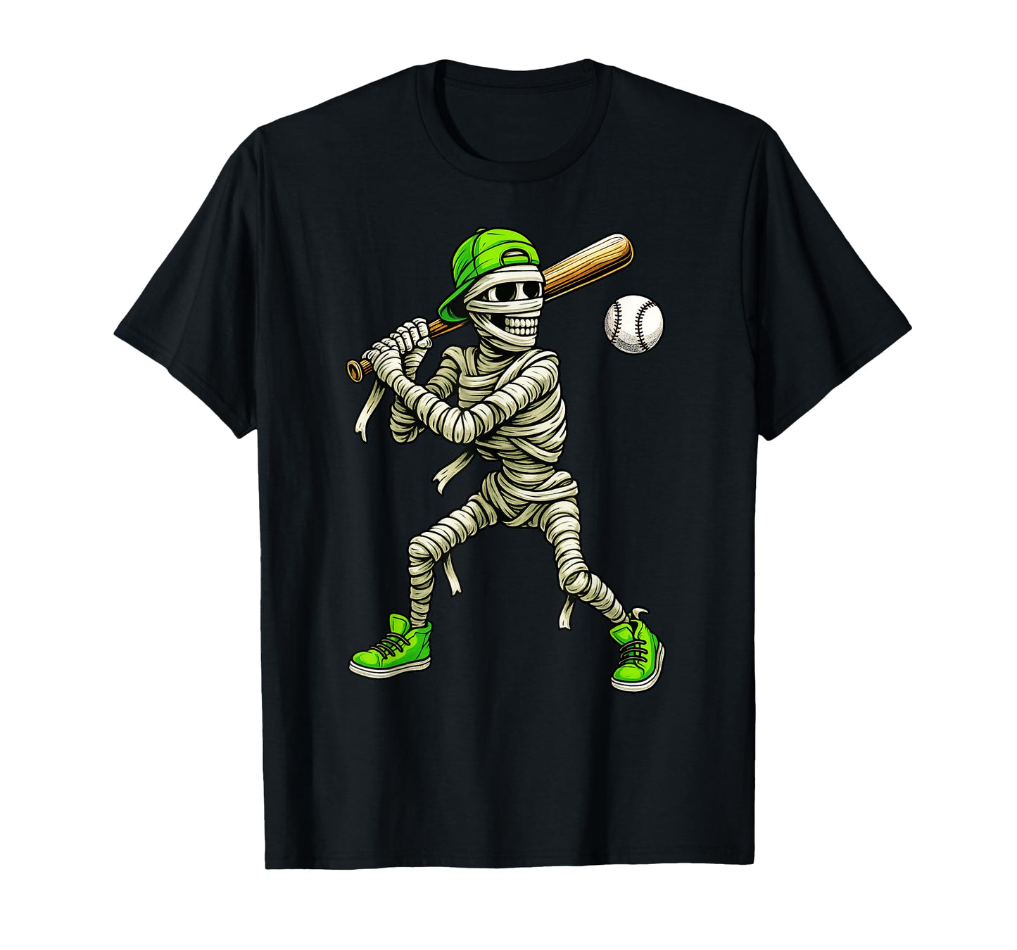 Skeleton Mummy Baseball Halloween Costume Boys Kids Men T-Shirt
