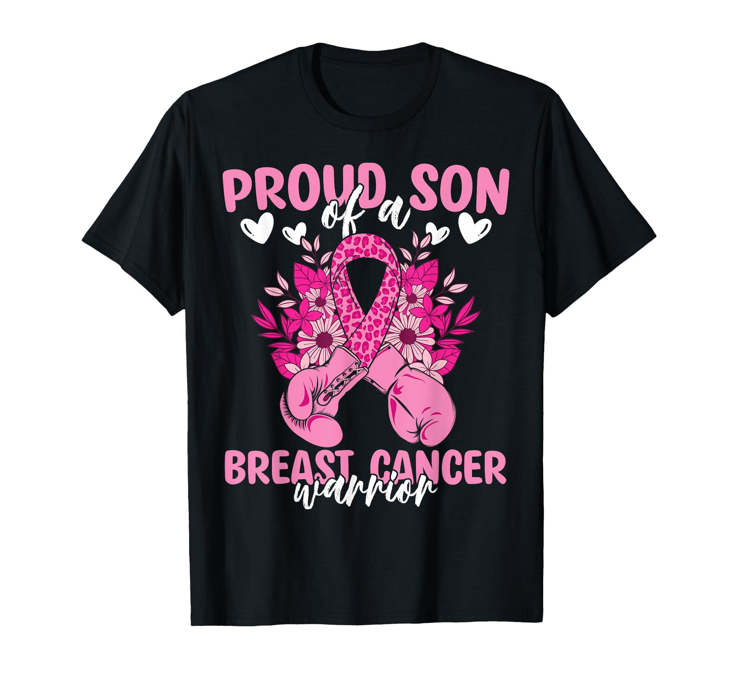 Proud Son Of A Breast Cancer Awareness Warrior Ribbon Mom T-Shirt