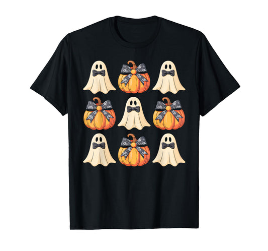 Coquette Bow Pumpkin Spooky Season Ghost Halloween Costume T-Shirt