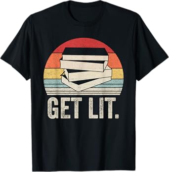 Vintage Retro Get Lit With Books Book Reading Lover Gifts T-Shirt