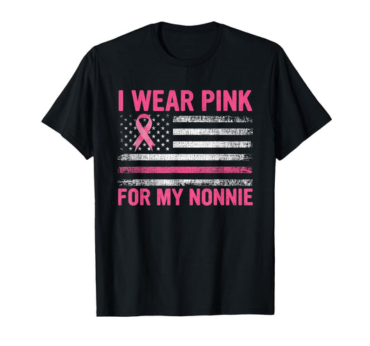 I Wear Pink For My Nonnie Breast Cancer Awareness Support T-Shirt