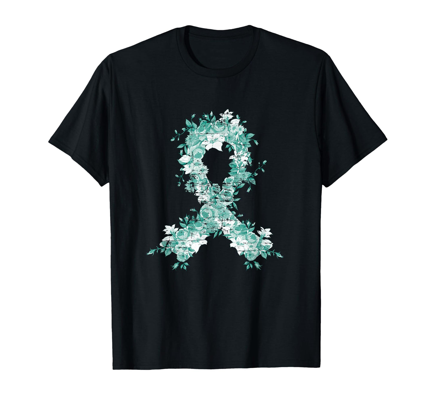 Cancer Survivor Gift Teal Ribbon Ovarian Cancer Awareness T-Shirt
