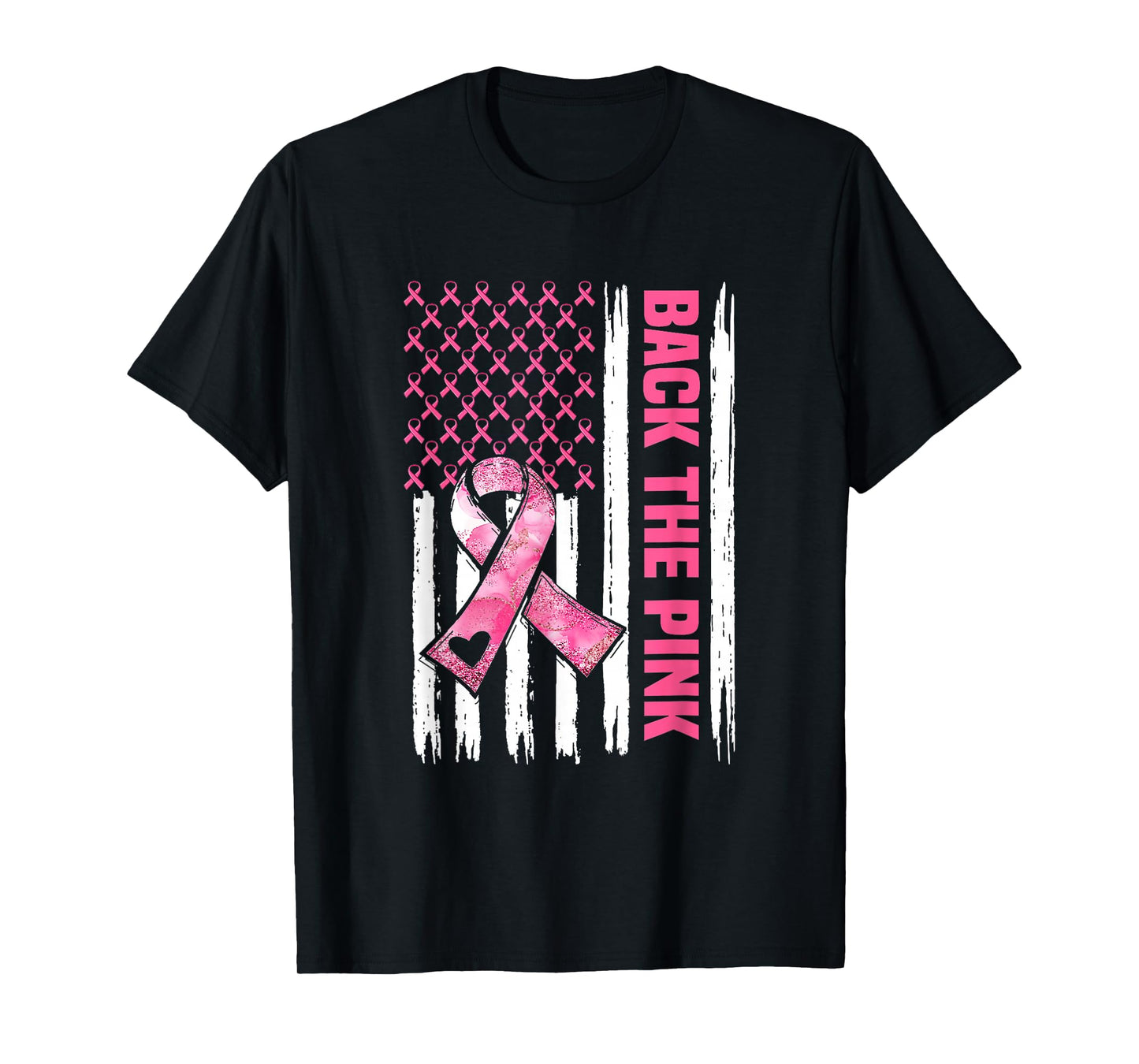 Back The Pink Warrior Flag American Breast Cancer Awareness T-Shirt