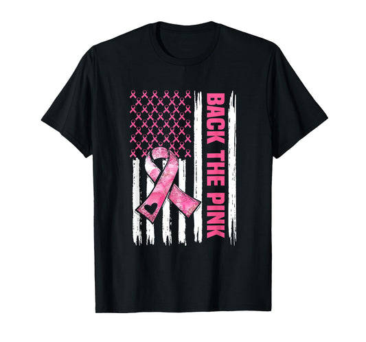 Back The Pink Warrior Flag American Breast Cancer Awareness T-Shirt