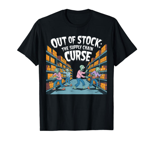 Out of stock, the Supply chain curse. logistics halloween T-Shirt