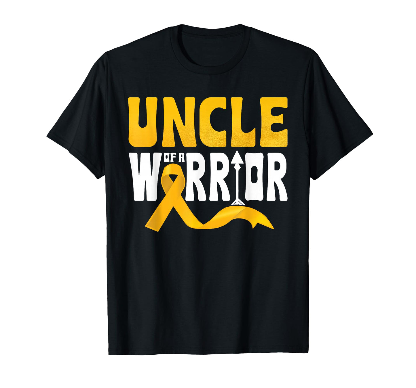 Uncle Of A Warrior Childhood Cancer Awareness Gold Ribbon T-Shirt
