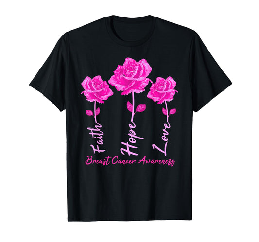 Faith Hope Love Tshirts for Women Men Pink Tulips Flowers T-Shirt
