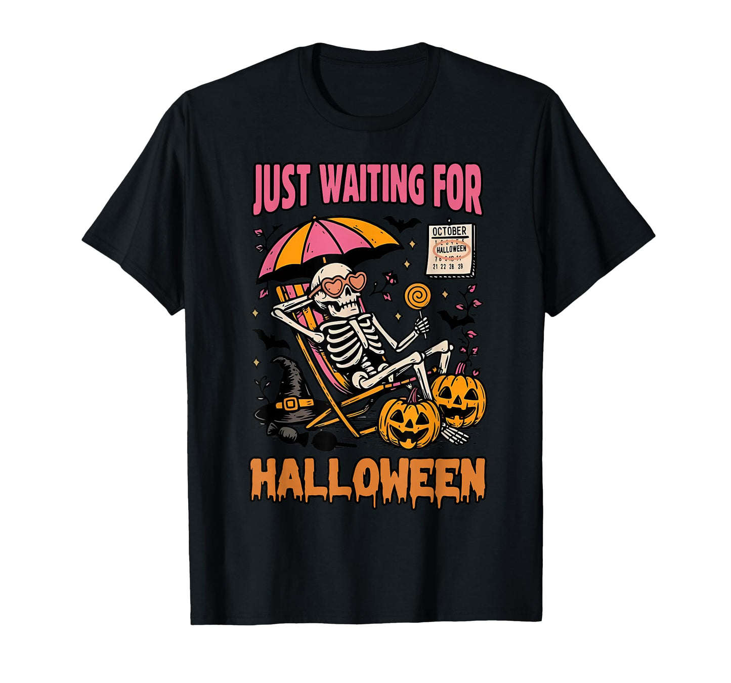 Waiting for Halloween Skeleton Spooky Season 2025 T-Shirt