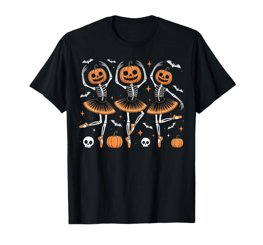 Ballet Pumpkin Skeleton Scary Halloween Men Women Girl T-Shirt