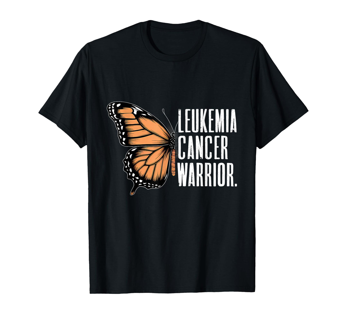 Leukemia Cancer Awareness Butterfly Warrior Orange Ribbon T-Shirt