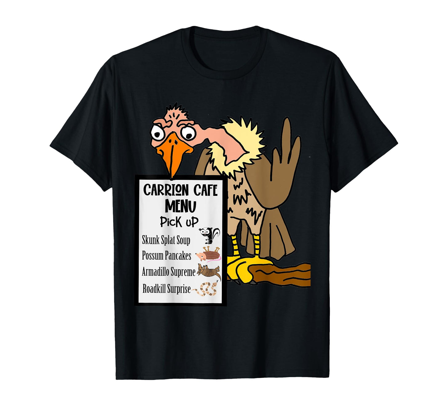 Smileteesfunny Funny Buzzard with Road-kill Menu T-Shirt