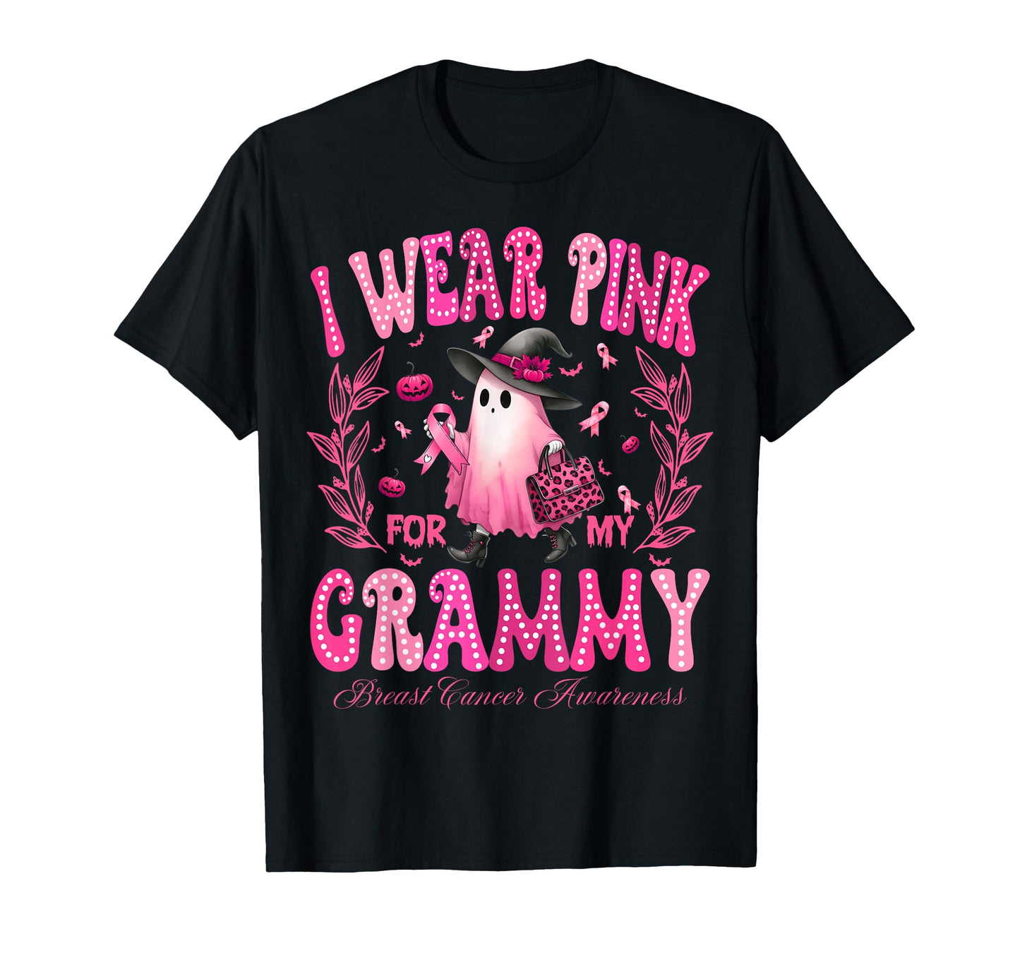 I Wear Pink For My Grammy Breast Cancer Boo Halloween T-Shirt