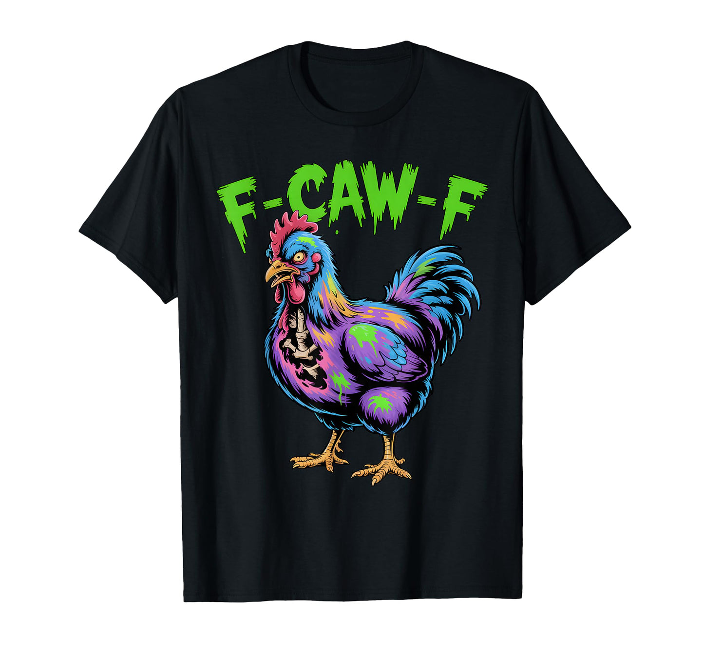 F-Caw-F Zombie Chicken Funny Halloween Scary Poultry Vibes T-Shirt