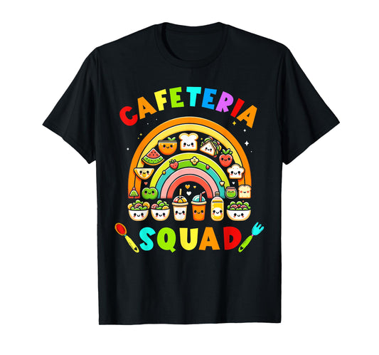 Cute Lunch Lady Crew of Food Service Rainbow Cafeteria Squad T-Shirt