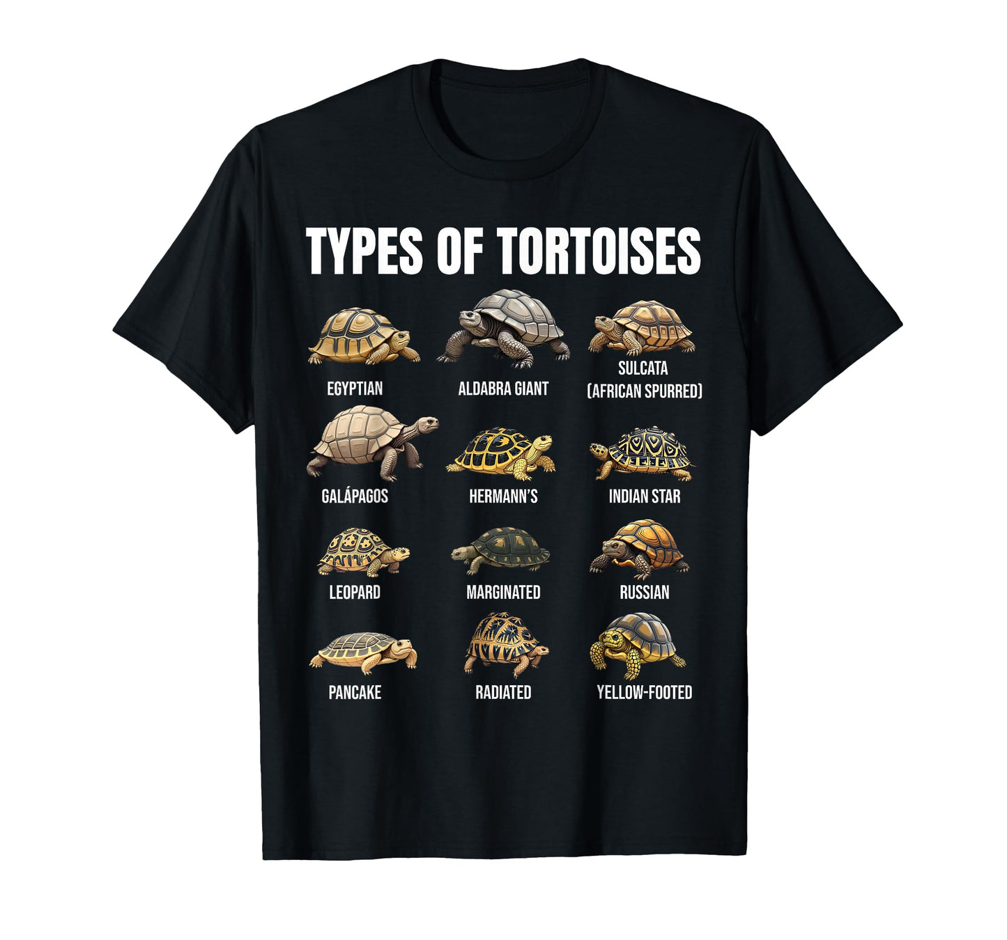 Types of Tortoises Land Tortoise Species Educational Chart T-Shirt