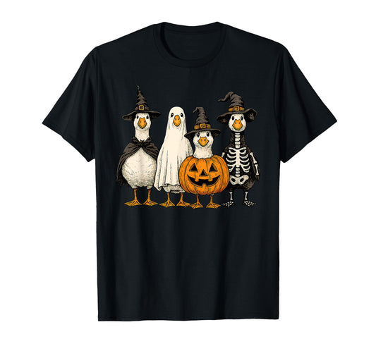 Cute Halloween Goose Costumes Witch Ghost Pumpkin Skeleton T-Shirt